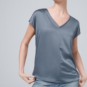 WHBM Woven-Front Teal Jetsetter Tee - Sz S